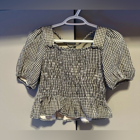 ❤️NORDSTROM - Girls Black & White Checkered Top (Size 14/16) - Picture 1 of 6